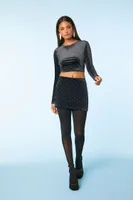 Women's Velvet Rhinestone Mini Skirt in Black, XL