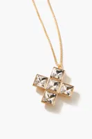 Women's Frasier Sterling Faux Gem Cross Necklace in Gold/Clear