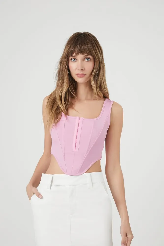 Women's Corset Crop Top in Pink Small