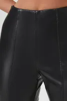 Women's Faux Leather High-Rise Ankle Pants in Black Large