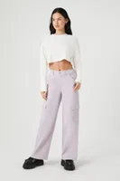 Women's Boxy Ribbed Knit Crop Top in Vanilla Medium