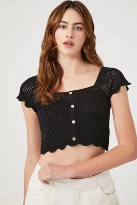 Women's Crochet Sweater-Knit Crop Top