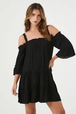 Women's Off-the-Shoulder Mini Dress in Black Small