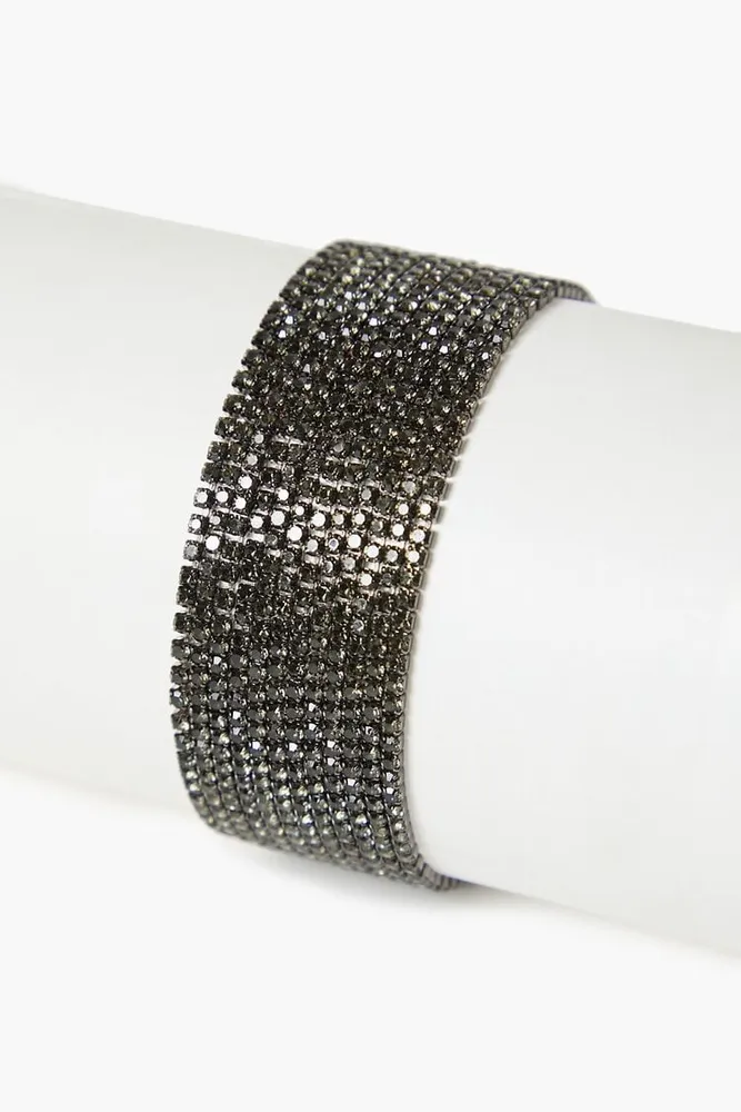 Women's Rhinestone Box Chain Wrap Bracelet in Black