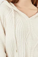 Women's Cropped Hooded Sweater in Cream Small