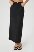 Women's Twill Straight Maxi Skirt in Black, XS