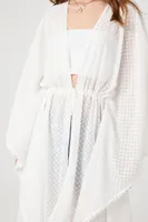 Women's Dotted Chiffon Kimono in White Small