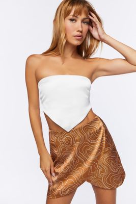 Women's Abstract Print Tulip-Hem Mini Skirt in Brown Small