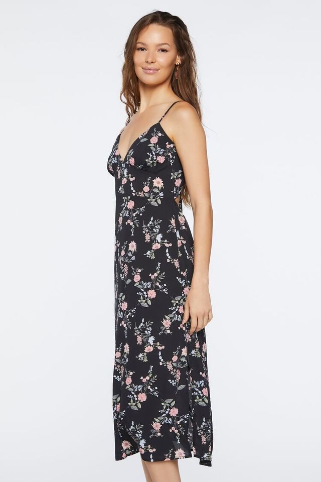 Forever 21 Women's Floral Print Midi Dress in Black Medium | Connecticut  Post Mall
