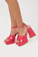 Women's Faux Croc Platform Flare Heels