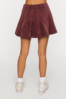 Women's Corduroy Pleated Mini Skirt in Brown Small