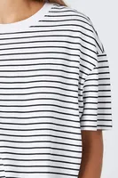 Women's Oversized Striped T-Shirt in Black/White Small