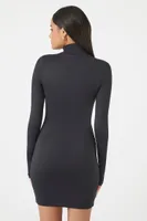 Women's Turtleneck Contour Mini Dress in Black Large