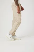 Men Drawstring Cargo Joggers in Taupe, XXL