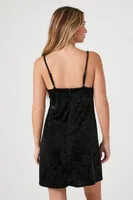 Women's Velvet V-Neck Mini Dress in Black, XS