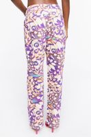 Women's Abstract Butterfly Twill Pants in Purple/Taupe Small