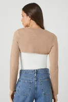 Women's Heathered Knit Shrug Sweater in Oatmeal Small