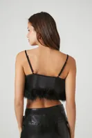 Women's Fur-Trim Cropped Cami