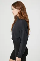 Women's Fleece Turtleneck Cropped Pullover