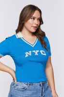 Women's NYC Polo Shirt in Blue, 0X