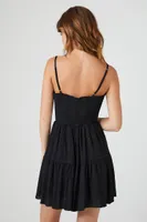 Women's Ruffle-Trim Cami Mini Dress in Black Large