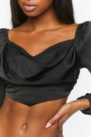 Women's Draped Satin Crop Top