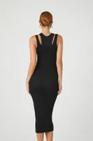 Women's Combo Bodycon Midi Dress Black,