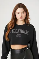 Women's Stockholm Graphic Cropped Tee Black