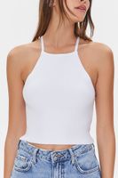 Women's Sweater-Knit Cropped Cami in White Small