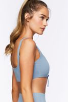 Women's Ruched Drawstring Sports Bra in Blue Mirage Large