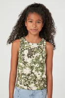 Girls Ribbed Knit NY Tank Top (Kids) Khaki,