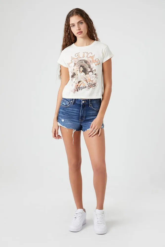 Women's Aaliyah Graphic Baby T-Shirt in White, XS