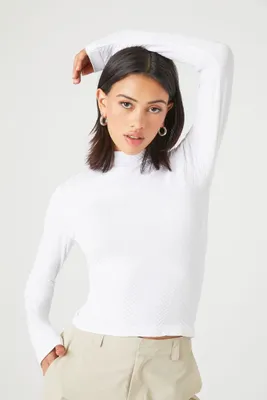 Women's Seamless Mock Neck Top in White Medium