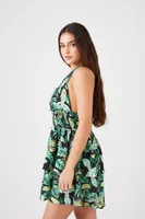 Women's Tropical Print Halter Mini Dress