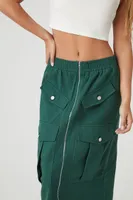 Women's Zip-Front Cargo Midi Skirt