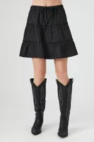 Women's Peasant Mini Skirt in Black, XL