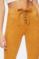 Women's Faux Suede Lace-Up Flare Pants in Maple Medium