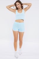 Women's Seamless Dolphin Ringer Shorts in Blue/White, M/L