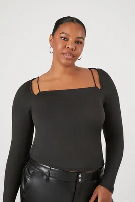 Women's Combo Cutout Top in Black, 3X