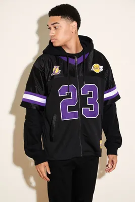 Men Los Angeles Lakers Combo Zip-Up Hoodie in Black Medium