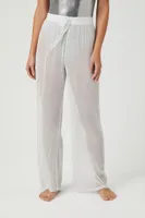 Women's Sheer Glitter Swim Cover-Up Pants in Silver Small