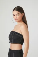 Women's Super Cropped Button-Front Tube Top