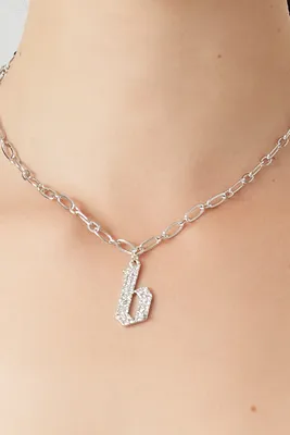 Women's Rhinestone Initial Necklace in Silver/B