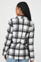 Women's Plaid Notched Blazer in Black/White Large