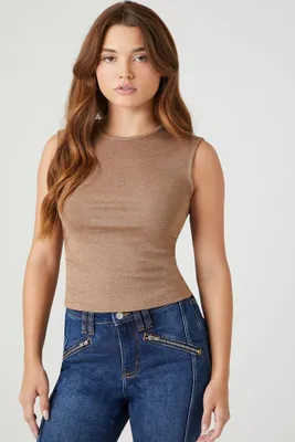 Women's Sleeveless Fitted Top in Ash Brown Small