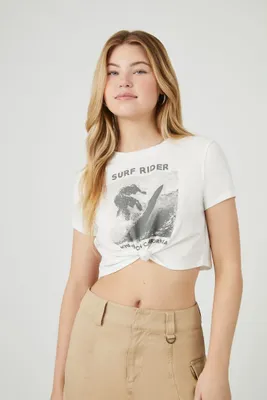 Women's Surf Rider Graphic T-Shirt in White Medium