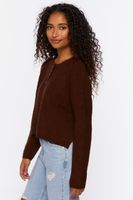 Women's Ribbed Button-Front Sweater in Turkish Coffee Small