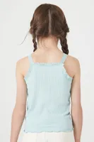 Girls Lace-Trim Tank Top (Kids) in Blue Mist, 9/10