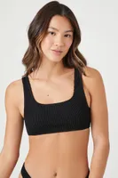 Women's Seamless Square-Neck Bikini Top in Black Large