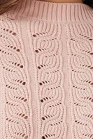 Women's Open-Knit Drop-Sleeve Sweater in Rose Small